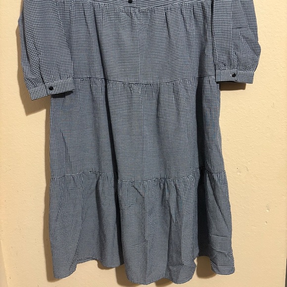 Simplee Plus Checkered Pullover Pleated Dress black / white plus size 2XL - Picture 3 of 12